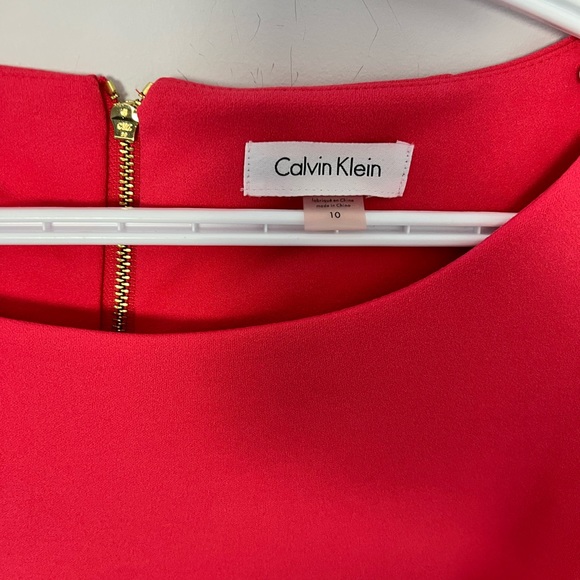 Coral Calvin Klein Trumpet Sleeve Dress - Picture 7 of 7